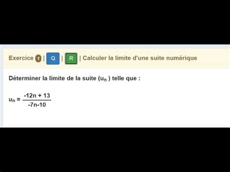 Exercices sur calcul des limites d'une suite numérique 2 BAC PC SVT SM ...