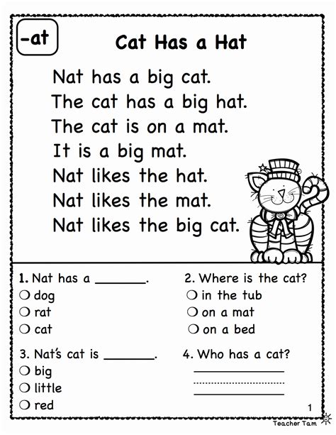reading comprehension set 2 1st grade reading worksheets - reading ...