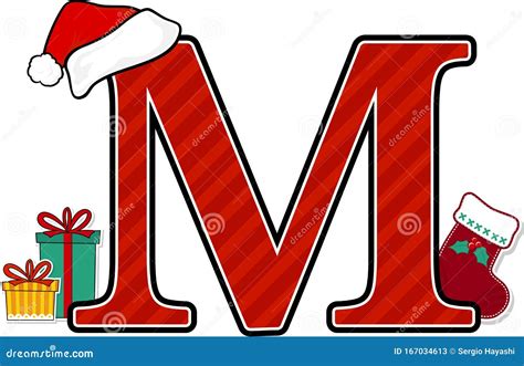 Capital Letter M with Christmas Design Elements Stock Vector ...