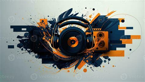 Background banner Music and sound with some technology, orange and dark ...