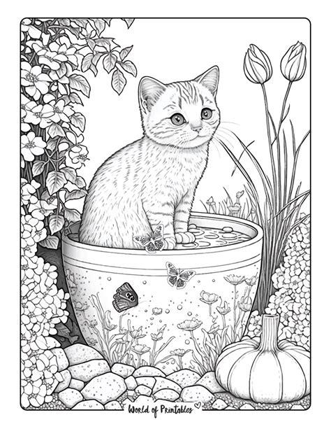 Realistic Cat Coloring Pages Printable