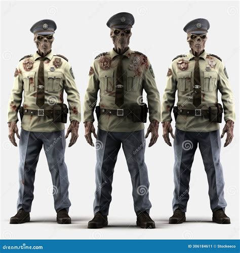 Lifelike Zombie Officer Character Group Zero Solarization Stock ...