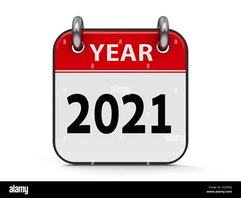 Icon calendar 2021 year isolated on white background, three-dimensional ...
