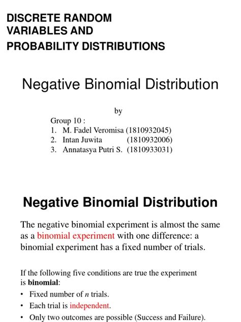 Negative Binomial Distribution | PDF | Probability Distribution ...