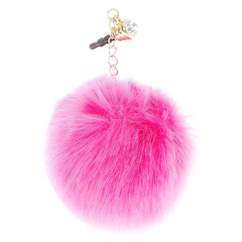 Style up your phone with the latest pom pom trend. This pink fluffy pom ...