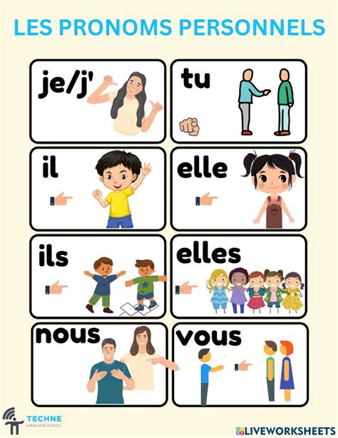 Francais: Les pronoms personnels worksheet in 2024 | French teaching ...