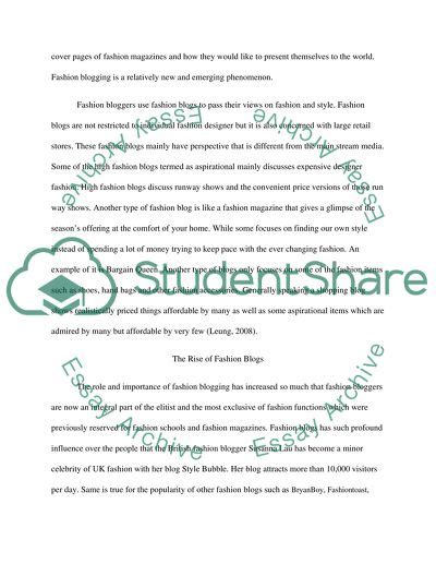 Fashion Blogging Essay Example | Topics and Well Written Essays - 1250 ...