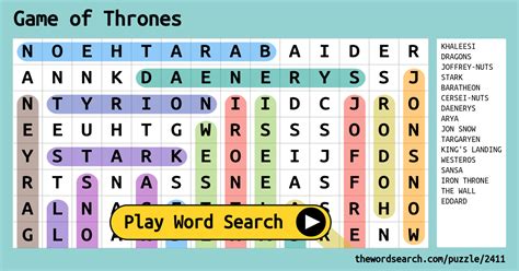 Download Word Search on Game of Thrones
