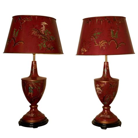 Pair of Large Red Chinoiserie Toleware Table Lamps at 1stDibs | red ...
