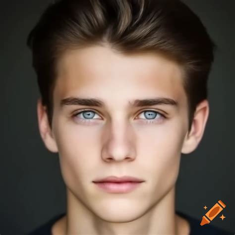 Handsome young Russian man with blonde crew cut and blue eyes on Craiyon