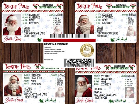 Santa License Design, Santa Drivers License PNG, PDF Files, Santa Claus ...