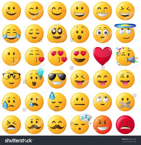 Smileys Emoticons Vector Set Stock Vector (Royalty Free) 659317246 ...