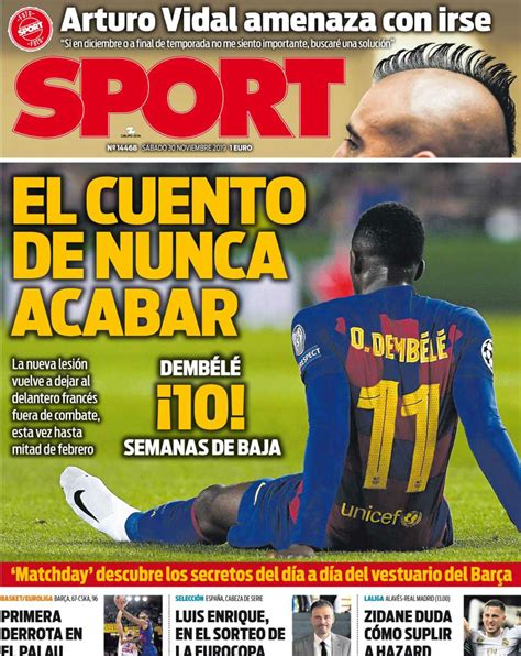 La portada del diario Sport (30/11/2019)
