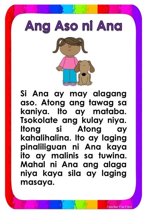 Tagalog Reading Passages 17 | Reading passages, Kindergarten reading ...