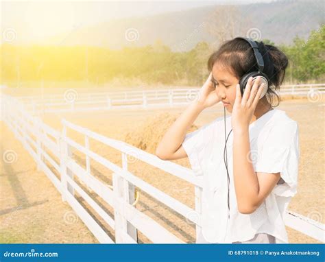 Girl listening song. stock photo. Image of beautiful - 68791018