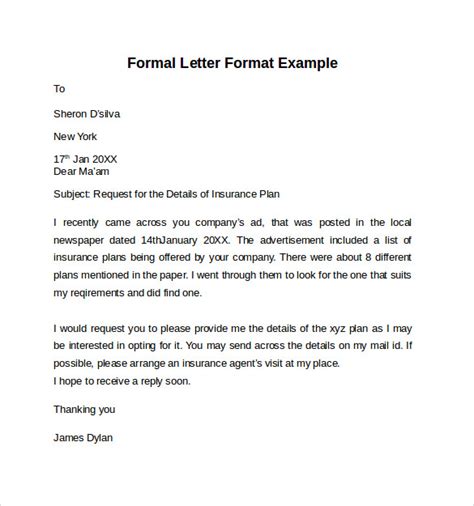 10 Formal Letter Formats – Samples, Examples & Formats | Sample Templates