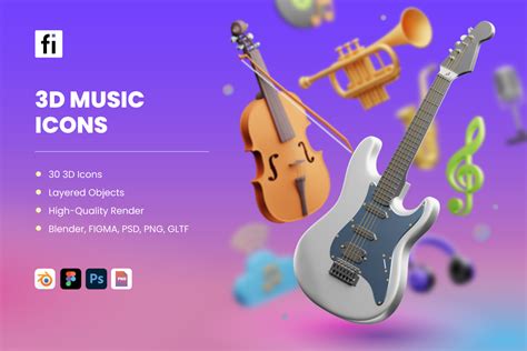 Premium Music 3D Illustration pack from Entertainment 3D Illustrations