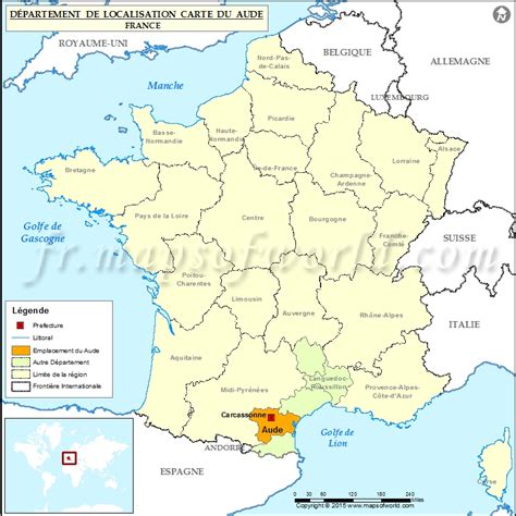 Aude Carte de localisation, Département Aude, France