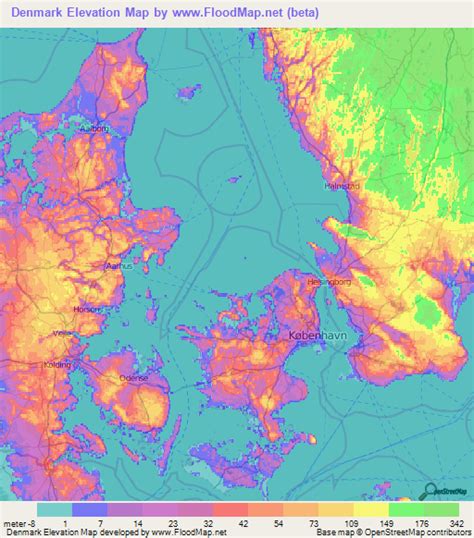 Denmark Elevation and Elevation Maps of Cities, Topographic Map Contour