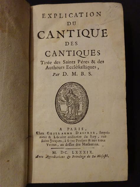 Explication du Cantique des Cantiques 1689 - Antiquités Histoire sans fin