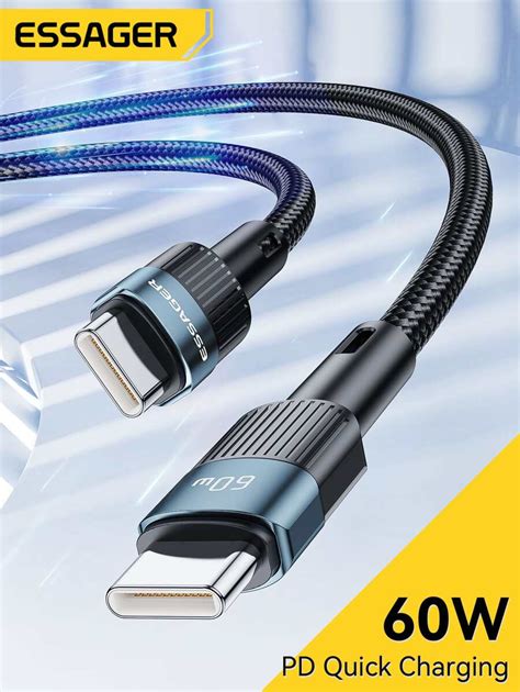 Essager 60W Type C To Type C Cable 60W PD Fast Charging Charger USB C ...