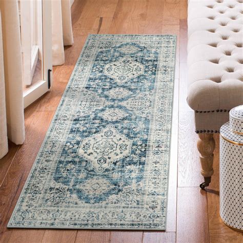 Lahome Moroccan Trellis 2x6 Bathroom Runner Rug, Hallway Rug Runner 6 Feet Non Slip, Modern Washable Ultra-Thin Kitchen Carpet Runners for Laundry Room Bedroom Living Room, Blue