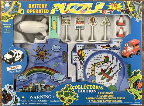 Battery Operated Puzzle Vehicle Play Car Set Military Force Track 16pcs ...