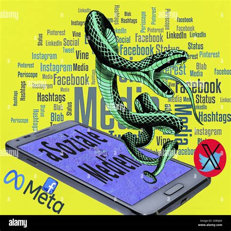 Symbolic image, poisonous snake as (a) Social media, mobile phone ...
