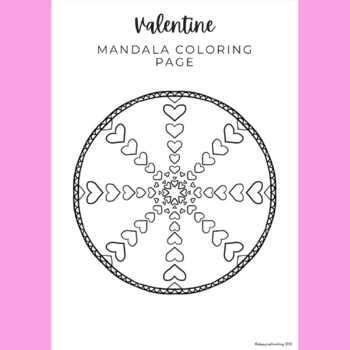 Valentine Mandala Coloring Pages for Kids by Sleepy Owl Teaching