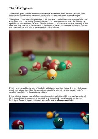 The billiard games | PDF