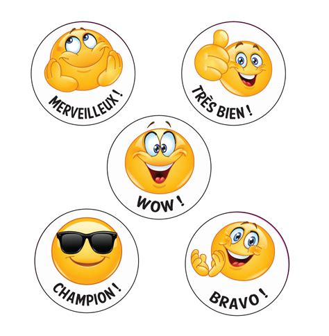 School Stickers | Champion ! French Language Emoji Stickers. Free Delivery