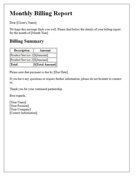 Letter Template For Client Billing Statement - Free Samples in PDF ...