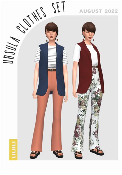 [Liliili] Ensemble De Vêtements Ursula - CC Sims 4 Vêtements, Coiffures ...