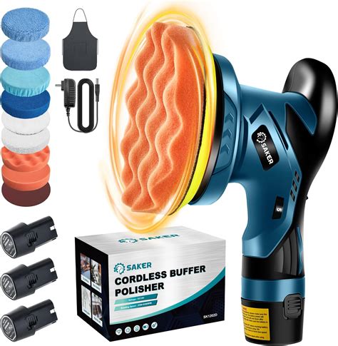 Cordless Car Buffer Polisher Kit - 6 Inch Dual Action Random Polishing Wax Machine for Car Detailing,2Pcs 2000mah Batteries,6 Variable Speed 2500-5000RPM,Orbital Polisher for Car Boat Polishing Waxing