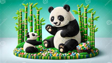 Pandas made of candy stock illustration. Illustration of scene - 324778780