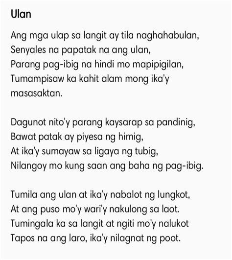 Tula Tagalog - 'Ulan'