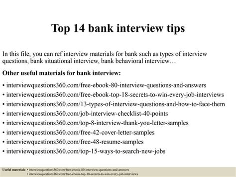Top 14 bank interview tips | PPTX