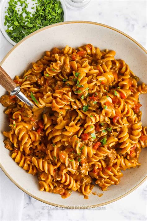 Skillet Pasta With Ground Beef (Cheesy!) - The Shortcut Kitchen