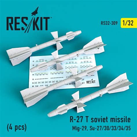 R-27T soviet missiles (4 pcs) (MiG-29, Su-27/30/33/34/35) (1/32) | Vše ...