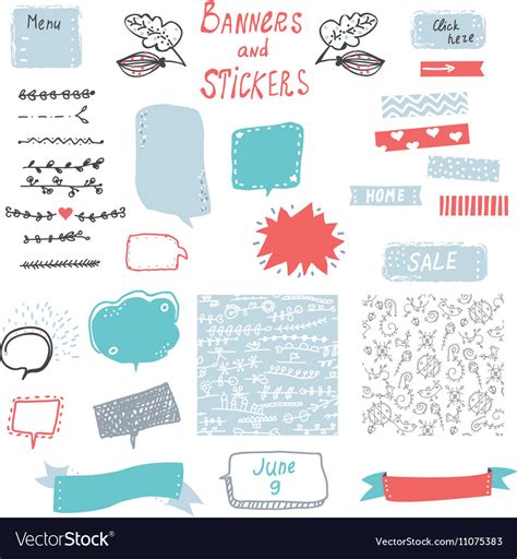 Banner and stickers set for the web design Vector Image