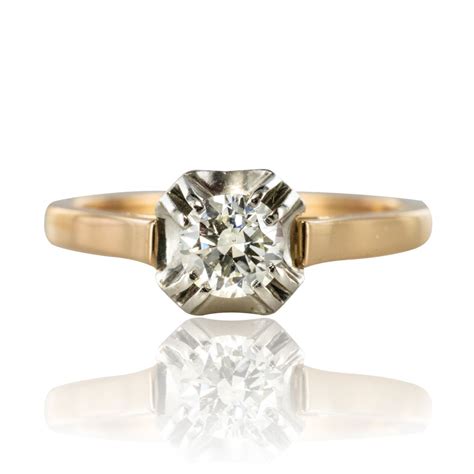 Bague solitaire diamant or rose platine - Bague de fiançailles diamant ...