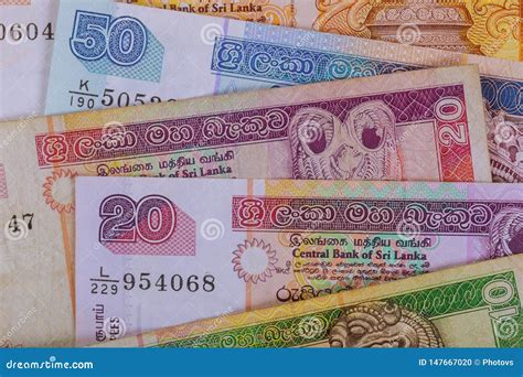 Sri Lanka Currency Close Up. Macro View Of 50 Rupees Bill. Detail Of ...