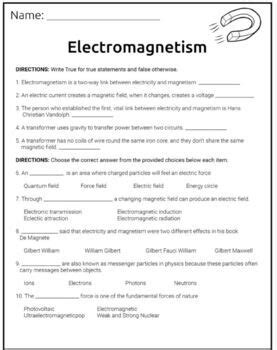 Electromagnetism Quiz by Rocket Art | TPT