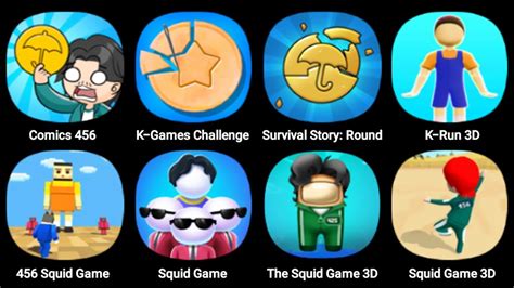 Comics 456, K-Games Challenge Survival Story, K-Run 3D, 456 Squid Game, Squid Game 3D, Round 6