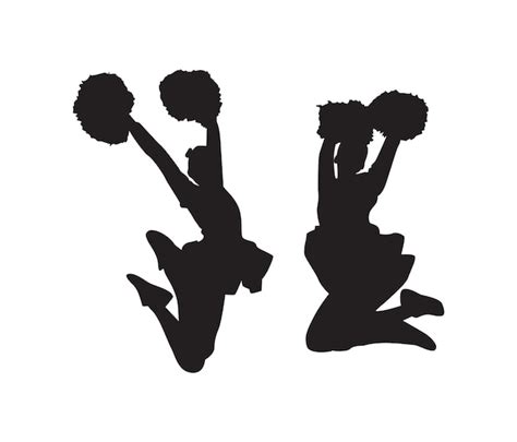 Silhouettes De Pom-pom Girls Dessinées à La Main Par Vecteur | Vecteur ...