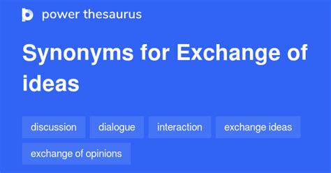 EXCHANGE OF IDEAS Synonyms: 252 Similar Words & Phrases