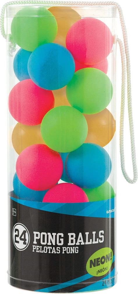Plastic Black Light Neon Pong Table Balls, Assorted Colours, 24-pk, for ...