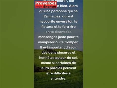 Celui qui t'aime te fera pleurer, celui qui te hait te fera rire ...