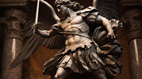 Statue Of An Angel With A Sword Background, Saint Michael Archangel ...
