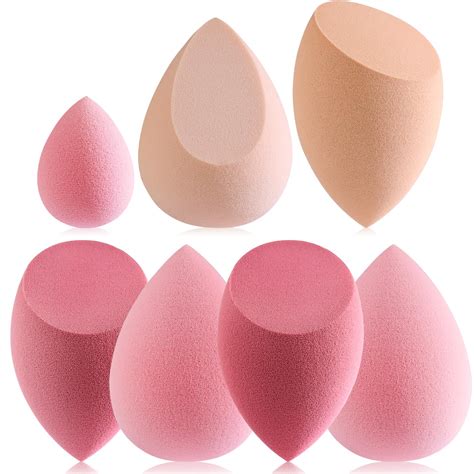 Makeup Sponge Set Foonbe Blender Sponges 7 Pcs for Liquid, Cream, and Powder, Latex Free, Multi colored Beauty Sponges with 1 Mini Sponge, Vegan & Cruelty-Free